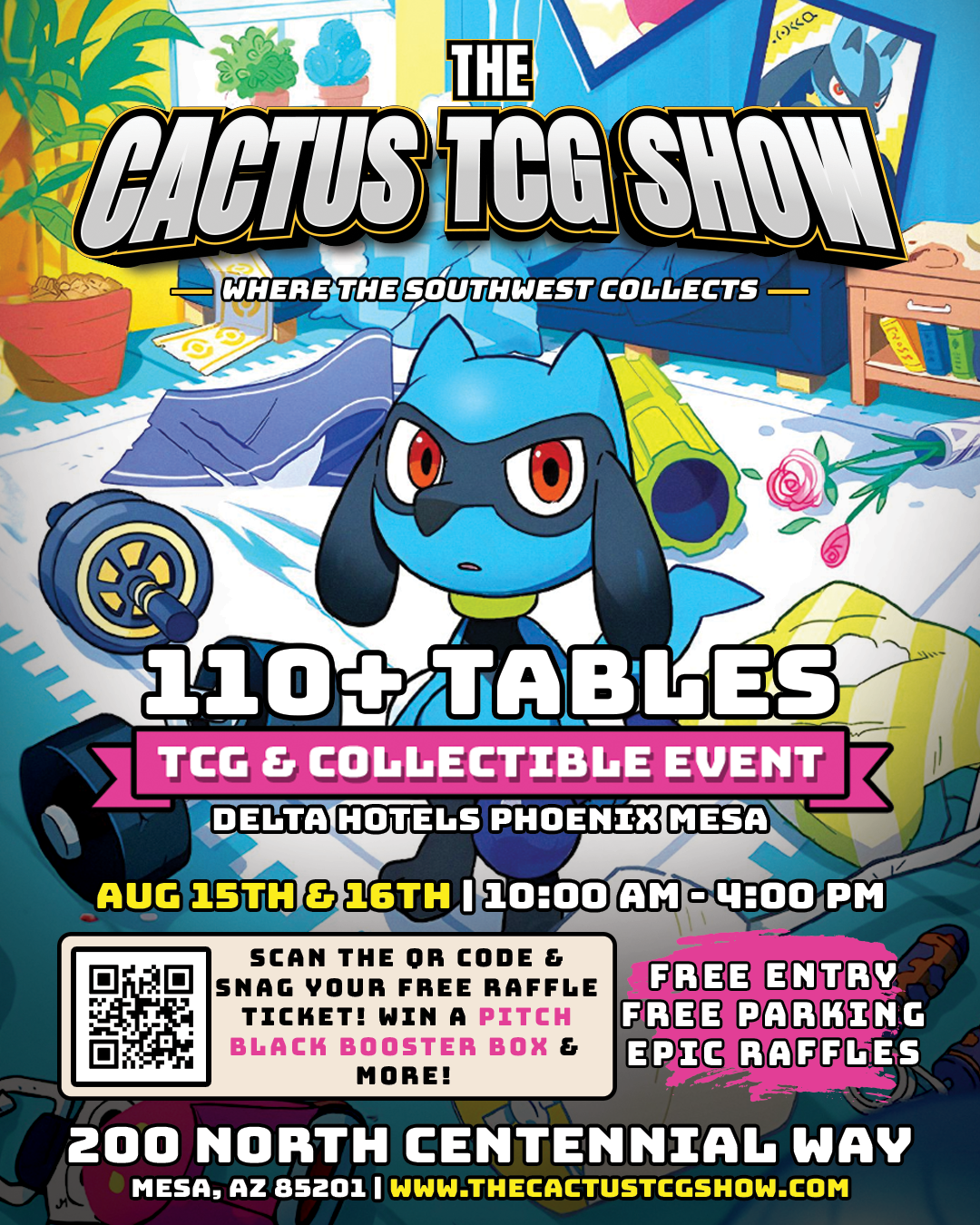 The Cactus TCG Show — August 2026 (Mesa) official flyer — August 15 & 16, 2026 at Delta Hotels Phoenix Mesa