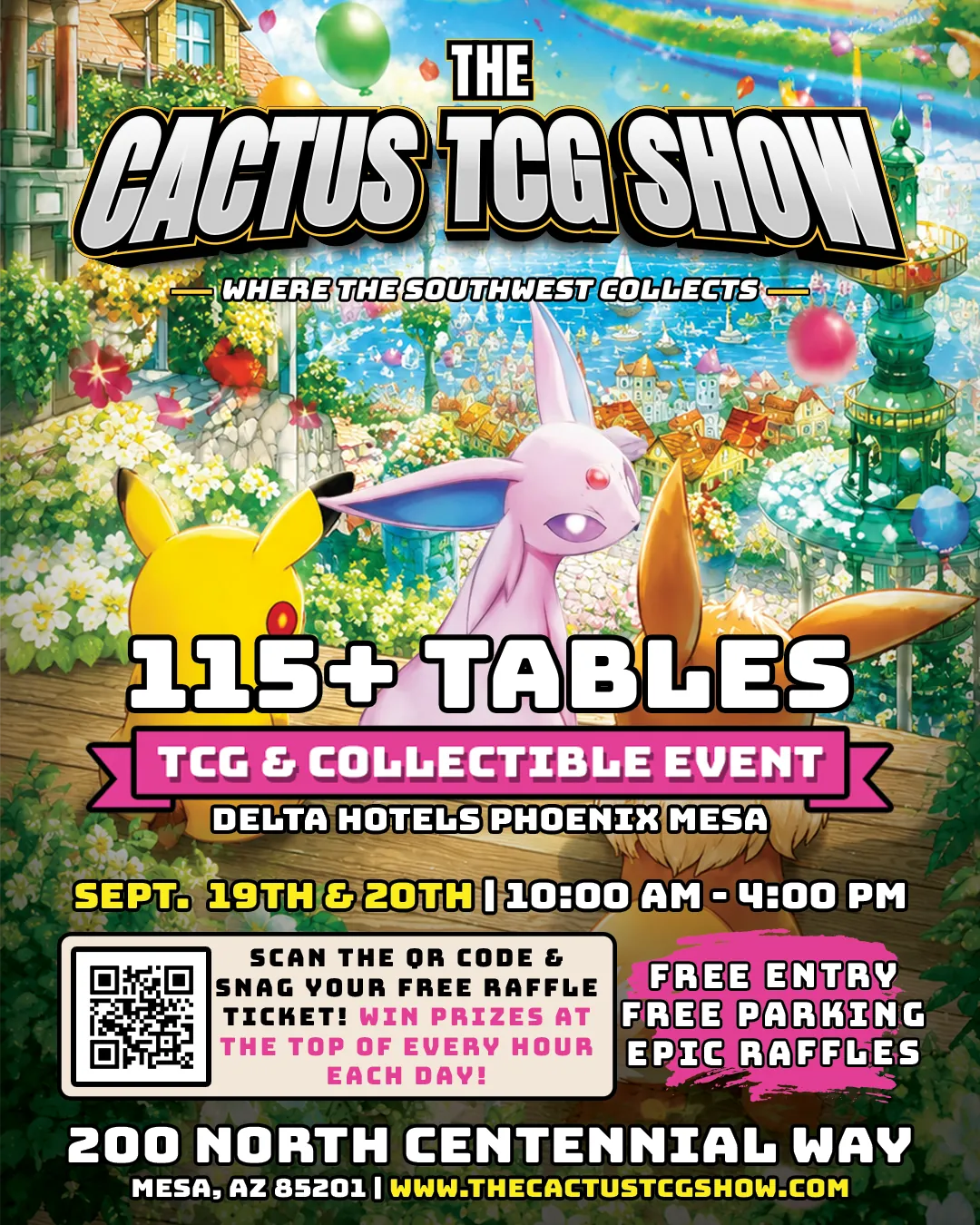 The Cactus TCG Show — September 2026 (Mesa) — Arizona card show flyer for Delta Hotels Phoenix Mesa